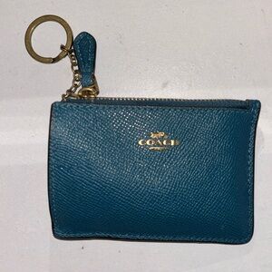 Coach Teal Leather Keychain Card Holder
